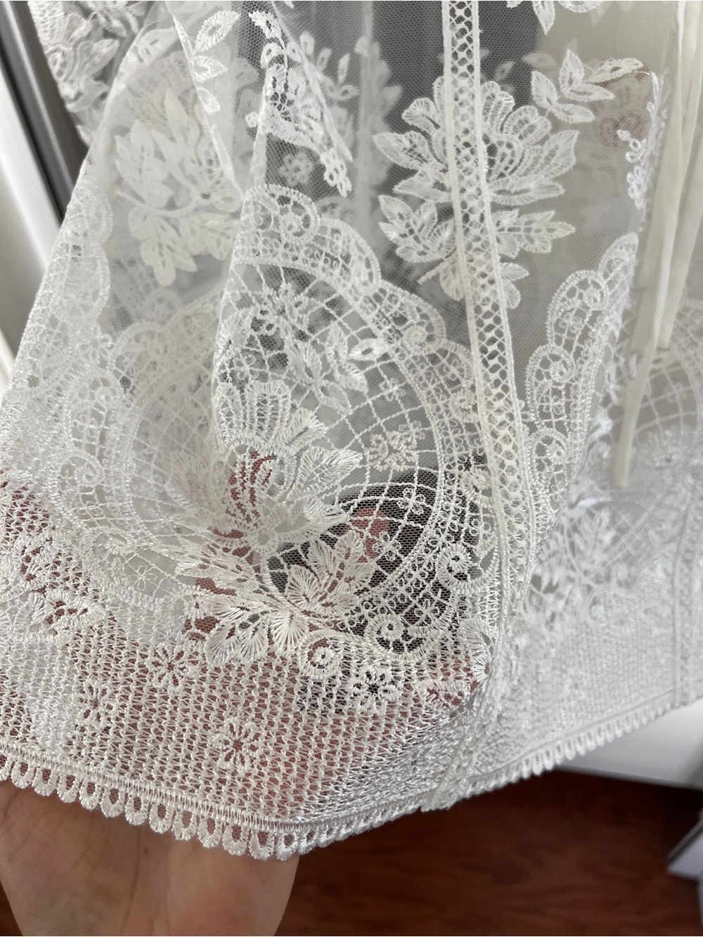 Reiss Ivory Demi Sheer Lace Tie-Neck Blouse, 2 4 6 8 - Picture 10 of 12